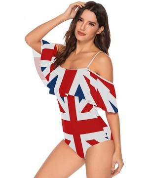 African Flag Women One Piece Flounce Swimsuit Off Shoulder Bikini - British Flag - CB18UW89TQ2 $32.43-One-Pieces