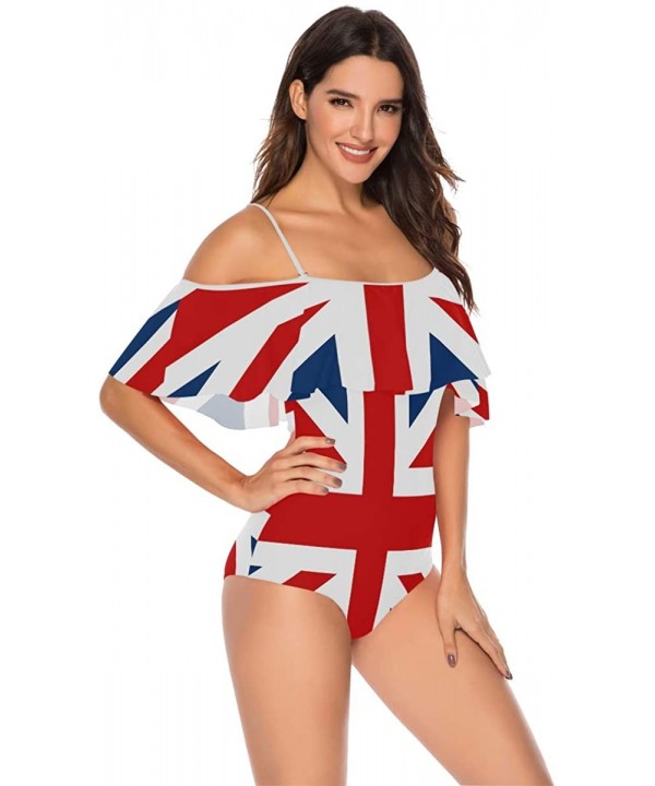 African Flag Women One Piece Flounce Swimsuit Off Shoulder Bikini - British Flag - CB18UW89TQ2 $32.43-One-Pieces