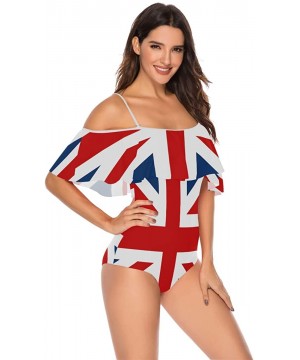 African Flag Women One Piece Flounce Swimsuit Off Shoulder Bikini - British Flag - CB18UW89TQ2 $32.43-One-Pieces