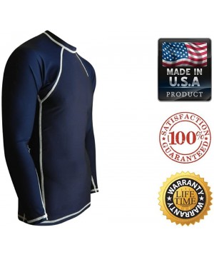 Rash Guards for Men - UV 50 Sun Protection Swim Shirts Long Sleeve - Navy Blue - CS11OSE311B $21.96-Rash Guards