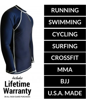 Rash Guards for Men - UV 50 Sun Protection Swim Shirts Long Sleeve - Navy Blue - CS11OSE311B $21.96-Rash Guards