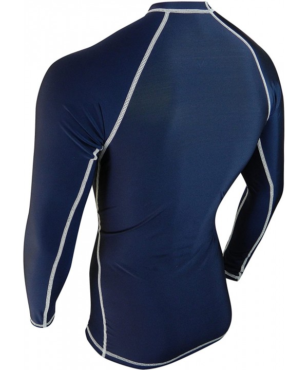 Rash Guards for Men - UV 50 Sun Protection Swim Shirts Long Sleeve - Navy Blue - CS11OSE311B $21.96-Rash Guards