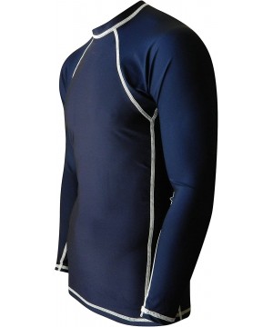 Rash Guards for Men - UV 50 Sun Protection Swim Shirts Long Sleeve - Navy Blue - CS11OSE311B $21.96-Rash Guards