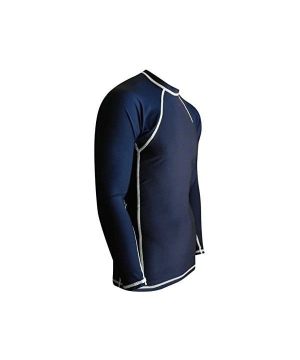 Rash Guards for Men - UV 50 Sun Protection Swim Shirts Long Sleeve - Navy Blue - CS11OSE311B $21.96-Rash Guards