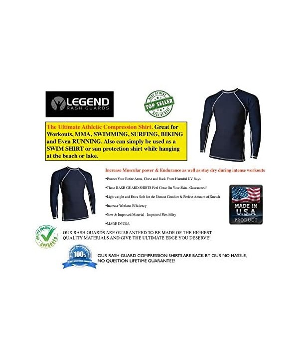 Rash Guards for Men - UV 50 Sun Protection Swim Shirts Long Sleeve - Navy Blue - CS11OSE311B $21.96-Rash Guards