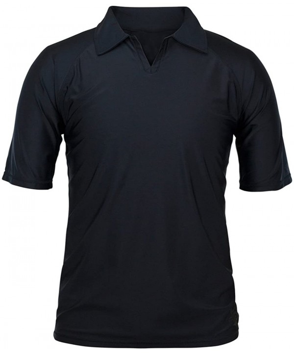 Men's V-Neck Short Sleeve Sun & Swim Shirt with UPF 50+ Sun Protection - Black - CH11QVZXZ93 $48.94-Rash Guards