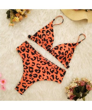 Women's Sexy Bikini Sets Stripe Printing High Waisted Padded Push Up 2 Piece Swimsuits - 6 - CI18TRZKOQS $23.94-Sets