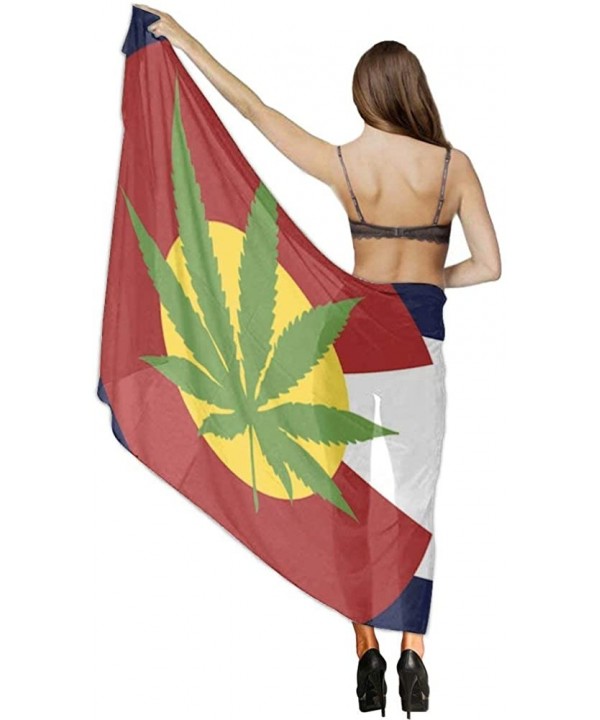 Women Fashion Shawl Wrap Summer Vacation Beach Towels Swimsuit Cover Up - Colorado Flag Marijuana Weed - C2190HHQI29 $25.34-C...