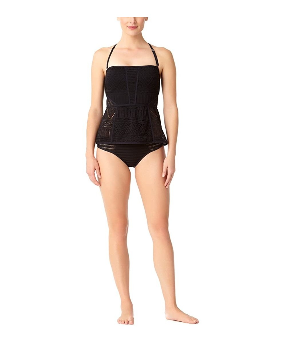 Women's Bandeau Sexy Crochet Tankini Swim Top - Black - CV186LAYT9A $42.68-Tankinis