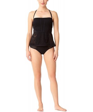 Women's Bandeau Sexy Crochet Tankini Swim Top - Black - CV186LAYT9A $42.68-Tankinis