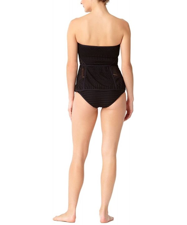 Women's Bandeau Sexy Crochet Tankini Swim Top - Black - CV186LAYT9A $42.68-Tankinis