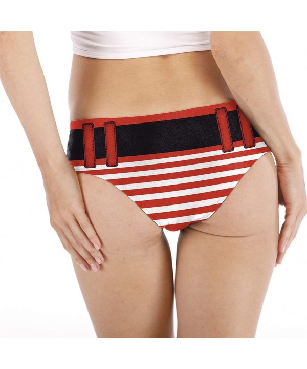 Women's Fashion 3D Digital Printed Panties Underwear Briefs Bikini Bottom Gifts - Red Stripe - CV192RODN94 $14.38-Tankinis