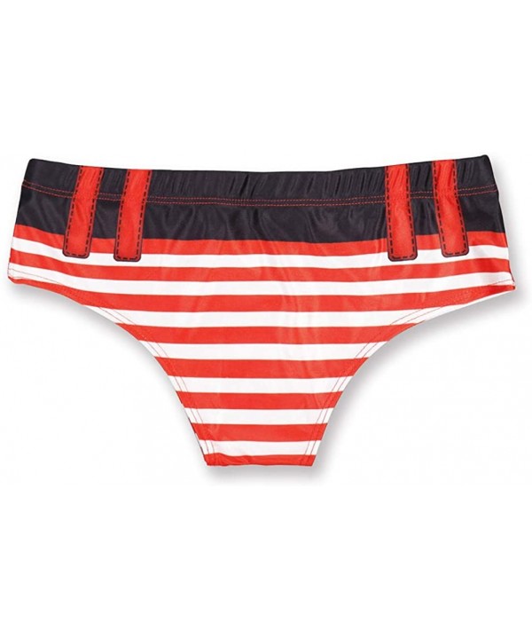 Women's Fashion 3D Digital Printed Panties Underwear Briefs Bikini Bottom Gifts - Red Stripe - CV192RODN94 $14.38-Tankinis