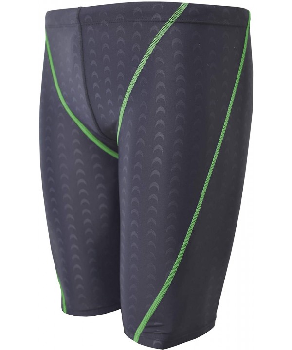 Men's Swim Trunk Quick Dry Rapid Swim Splice Square Solid Jammer Swim Suit - Black& Green - CC19978OAWI $18.09-Racing