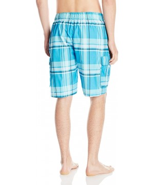 Men's Matrix Plaid Swim Trunk - Aqua - CO126WMR3QZ $16.37-Trunks