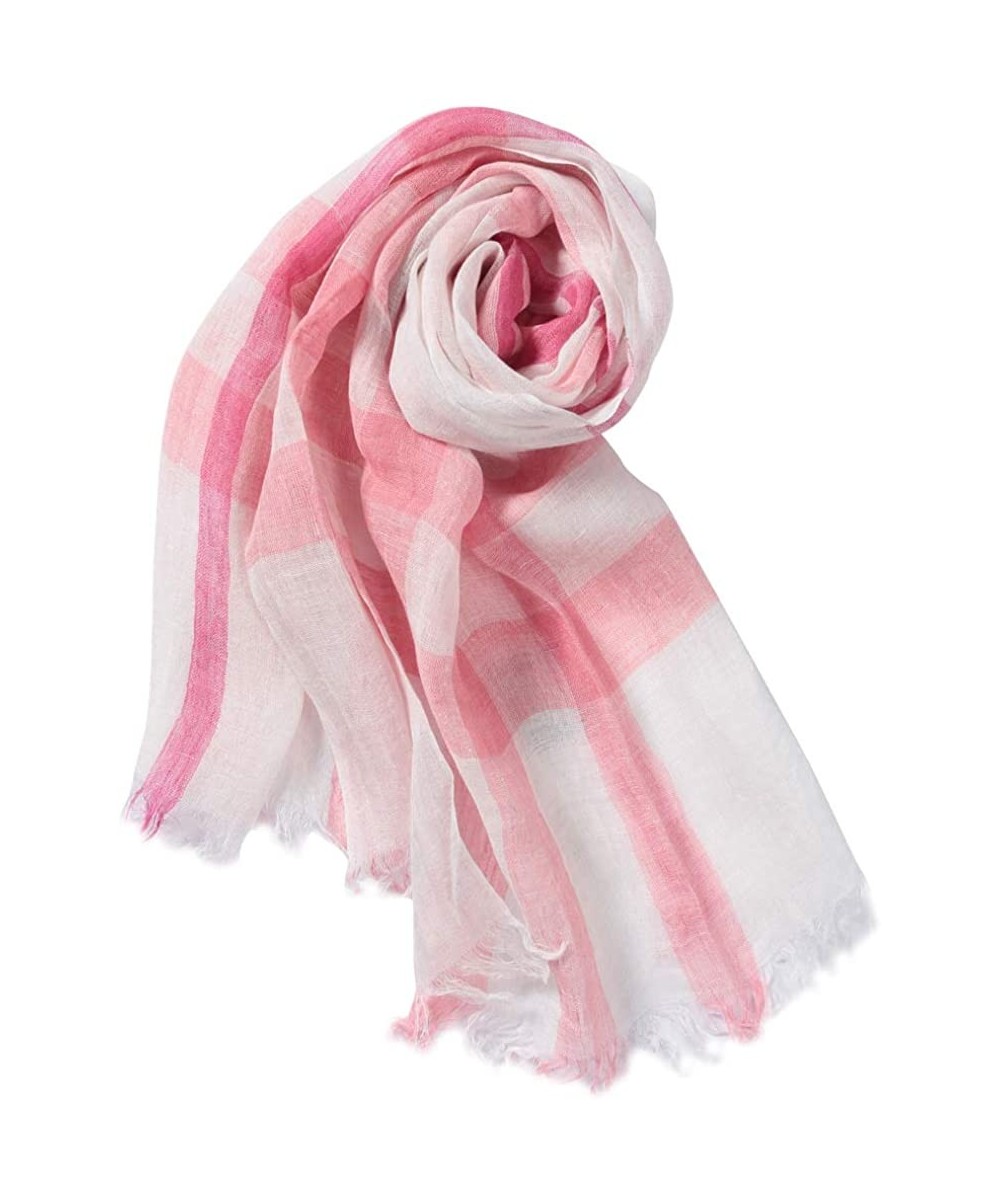 Womens Lightweight Fashion Scarves Colorful Print Large Thin Scarf Shawl Head Scarf Wrap - 12 Pink/White Plaid - CB18S0ZUA3U ...