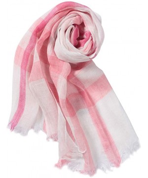 Womens Lightweight Fashion Scarves Colorful Print Large Thin Scarf Shawl Head Scarf Wrap - 12 Pink/White Plaid - CB18S0ZUA3U ...