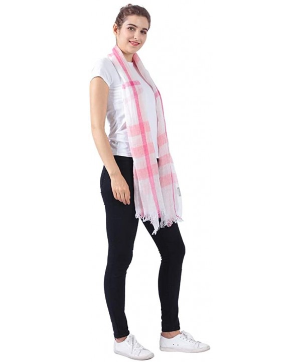 Womens Lightweight Fashion Scarves Colorful Print Large Thin Scarf Shawl Head Scarf Wrap - 12 Pink/White Plaid - CB18S0ZUA3U ...