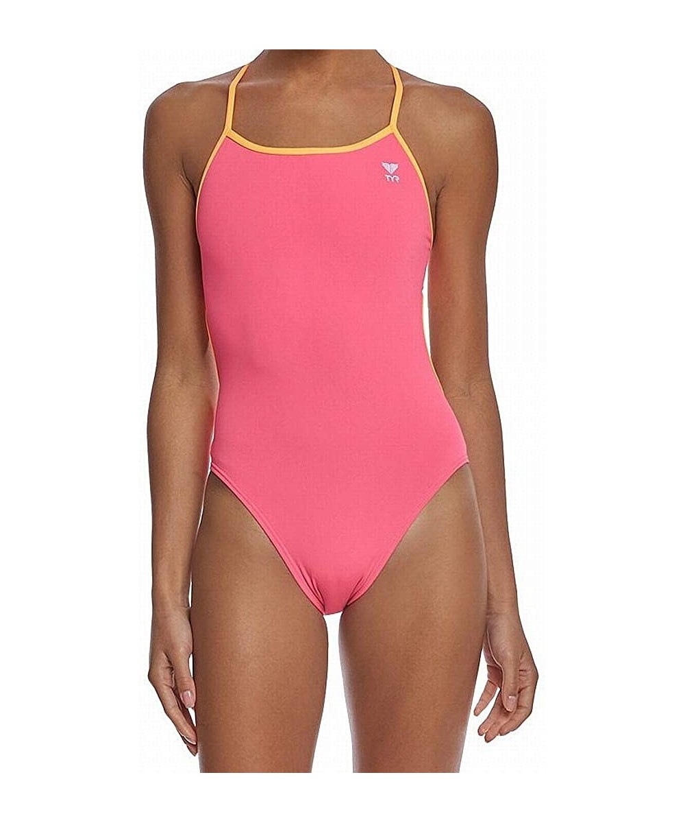 Womens Solid Trinityfit One-Piece - Fl Pnk/Org - CU17Z6XMYOQ $46.88-One-Pieces