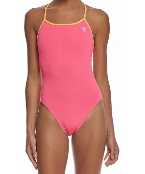 Womens Solid Trinityfit One-Piece - Fl Pnk/Org - CU17Z6XMYOQ $46.88-One-Pieces