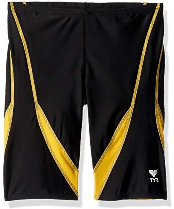 Swim Bundle TYR Men's Alliance Splice Jammer & Swimming Earplugs - Black / Gold - CZ18SXLTRTL $47.90-Racing