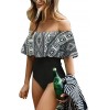 Women's One Piece Swimsuits - Off Shoulder Flounce Tummy Control Monokini Bikini Bathing Suit - B-black - CY195T4CTC5 $10.09-...