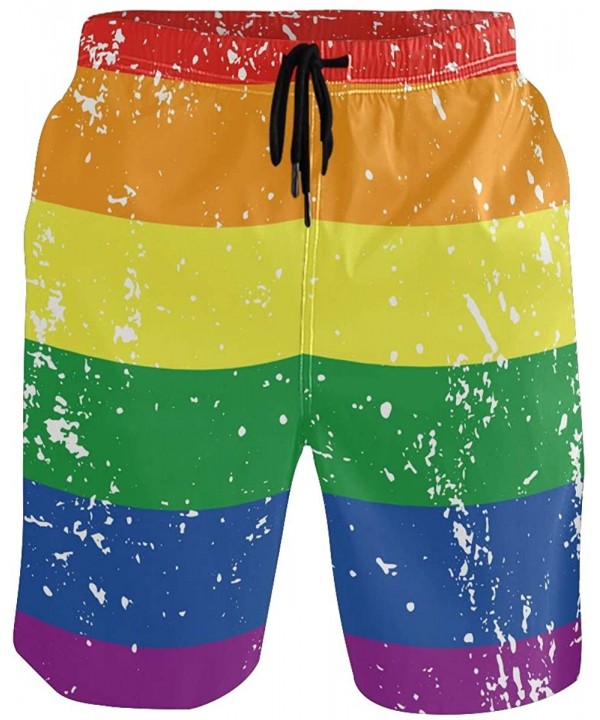 Men's Quick Dry Swim Trunks with Pockets Missouri Flag Beach Board Shorts Bathing Suits - Rainbow Flag - CI195W3R9CD $27.16-B...