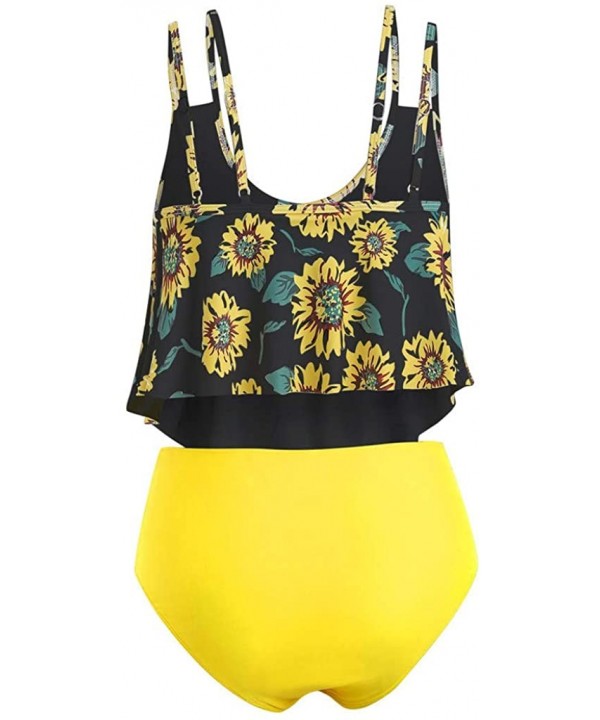 Women's Bikini 2Pc Ruffled Swimsuits Tankini Set - A-0 Yellow - CW18SN242XW $22.96-Racing