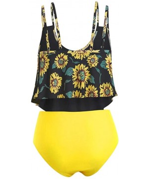 Women's Bikini 2Pc Ruffled Swimsuits Tankini Set - A-0 Yellow - CW18SN242XW $22.96-Racing