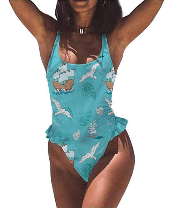 Women Athletic Swimwear Sea Horse- Sea Waves Bubbles Stars Simple and Sexy - Multi 12-one-piece Swimsuit - C619E7IDT7O $40.83...