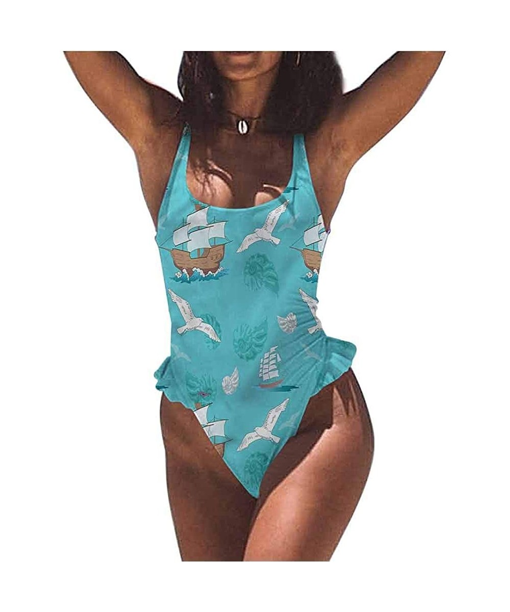 Women Athletic Swimwear Sea Horse- Sea Waves Bubbles Stars Simple and Sexy - Multi 12-one-piece Swimsuit - C619E7IDT7O $40.83...