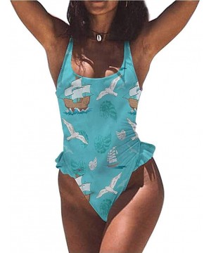 Women Athletic Swimwear Sea Horse- Sea Waves Bubbles Stars Simple and Sexy - Multi 12-one-piece Swimsuit - C619E7IDT7O $40.83...