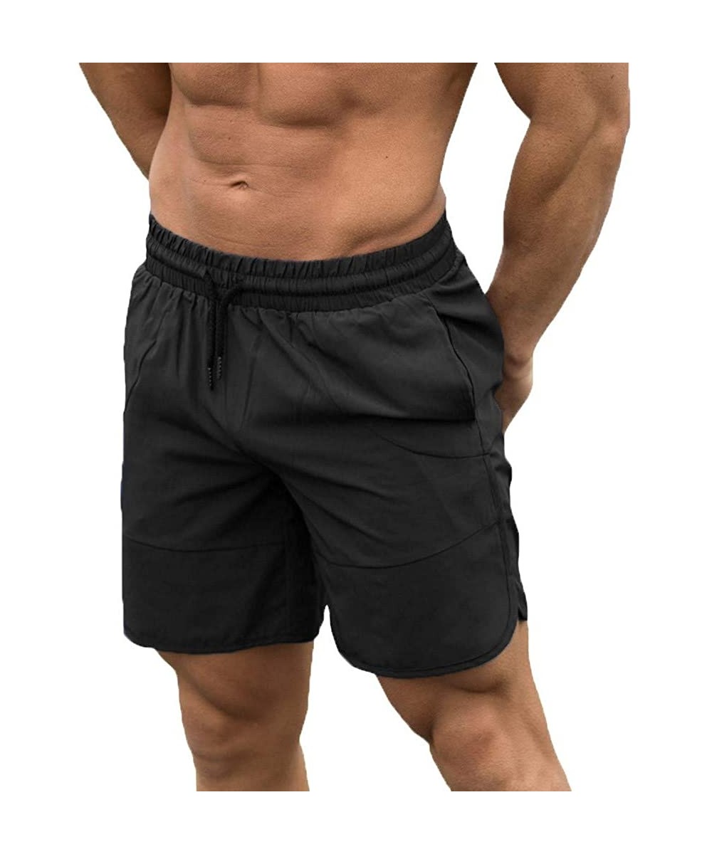 Men's Mesh Lining Swim Trunks Cargo Beachwear Quick Dry Swimsuit Loose Elastic Waist Boardshorts Sweatpants - Black - C5195LR...