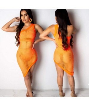 Women's 3 Piece Sheer Mesh Bikini Cover Up Swimwear Bandeau Swimsuit Pure Color Bathing Suit Summer Beach Dress Orange - C118...