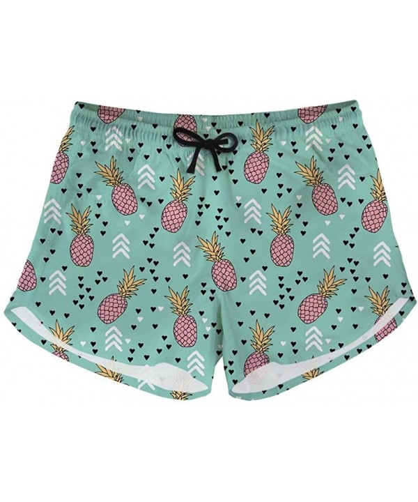 Womens Beach Shorts Beachwear Yoga Summer Drawstring Sport Running Breechcloth - Pink Pineapple - C018OZQRCMX $7.76-Board Shorts