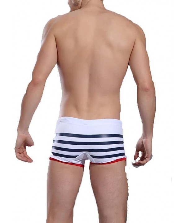 Mens Swimsuit Stripe Boxer Swimming Trunks Briefs Beach Shorts Swimwear Sport Underwear for Men - White - CS18UDMRQO6 $11.40-...