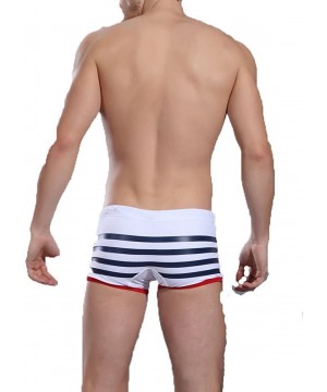 Mens Swimsuit Stripe Boxer Swimming Trunks Briefs Beach Shorts Swimwear Sport Underwear for Men - White - CS18UDMRQO6 $11.40-...