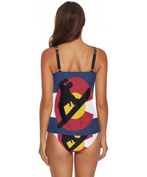 Women 2-Pieces Bikini Sets Star Flag Halter Swimsuits Swimwear Beachwear - Colorado Snowboard Flag - CB18UZ7YTWQ $35.59-Sets