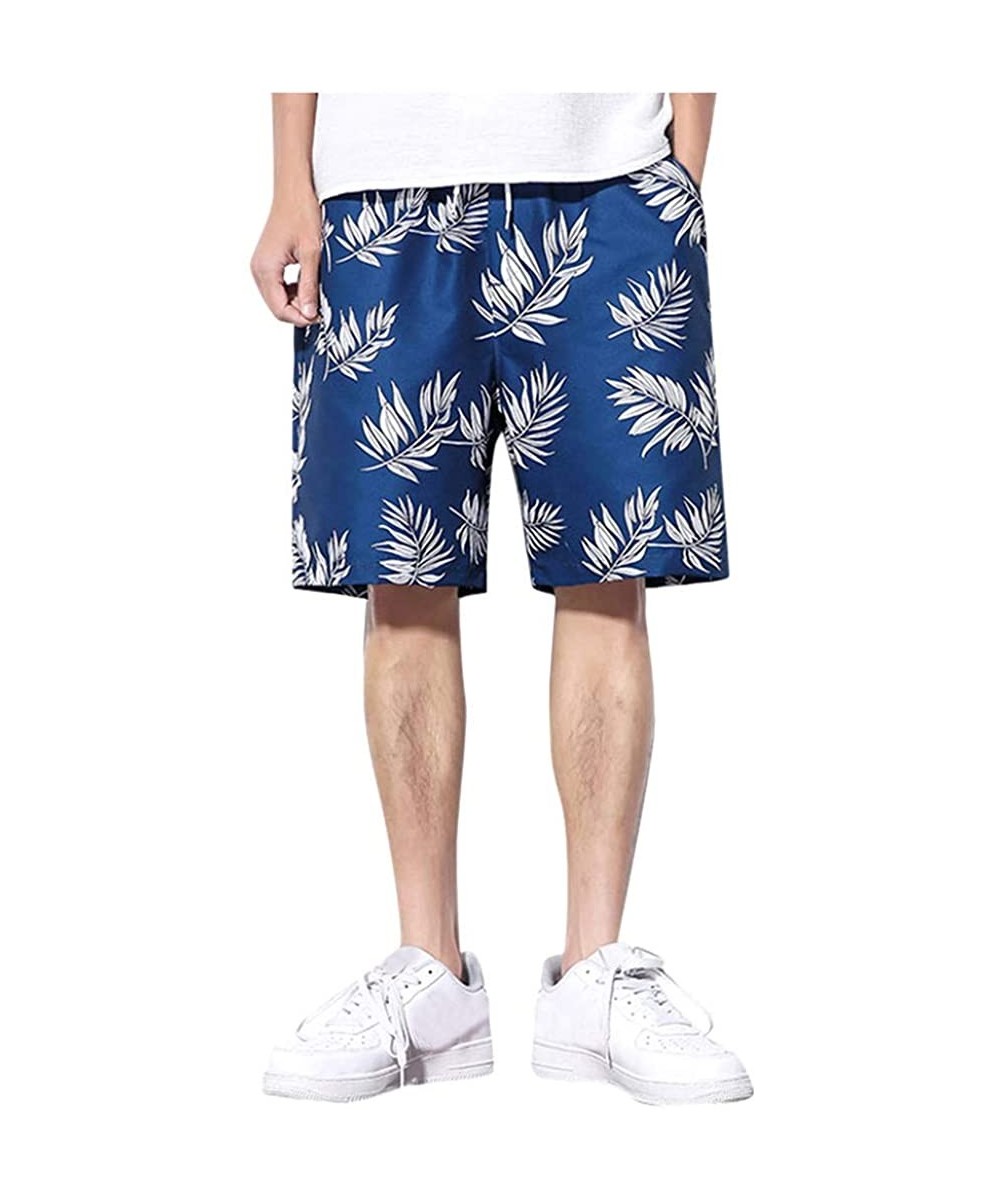 Men's Swim Drawstring Trunks Quick Dry Beach Surfing Running Swimming Shorts - D Blue - C518U2DH29E $27.94-Board Shorts