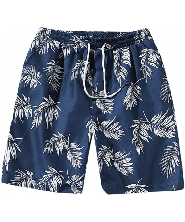 Men's Swim Drawstring Trunks Quick Dry Beach Surfing Running Swimming Shorts - D Blue - C518U2DH29E $27.94-Board Shorts