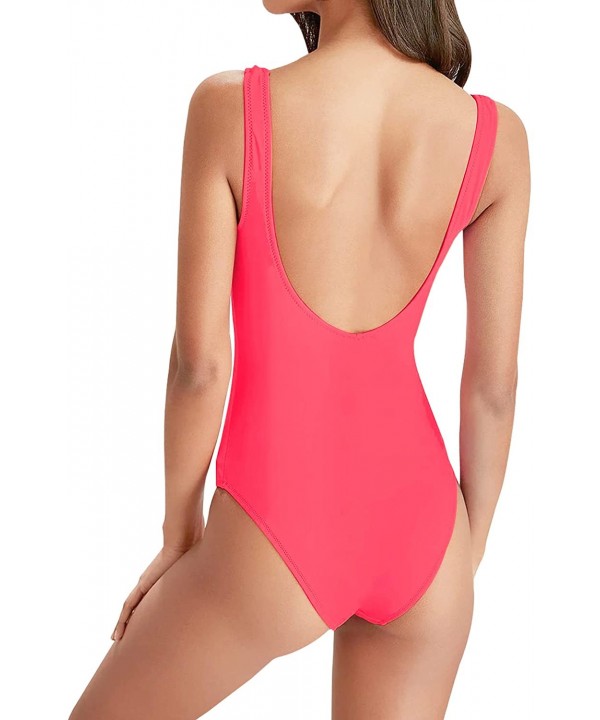 Bride Squad Bachelorette Pool Party One Piece High Leg Swimsuit - Squad - Neon Pink - CZ199T6KNGS $20.24-One-Pieces