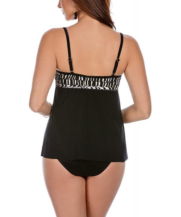 Womens Between The Pleats Printed Underwire Tankini Swim Top - Black-white - CW12C4TEVKB $48.91-Tankinis