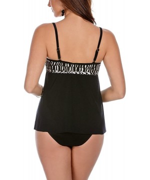 Womens Between The Pleats Printed Underwire Tankini Swim Top - Black-white - CW12C4TEVKB $48.91-Tankinis