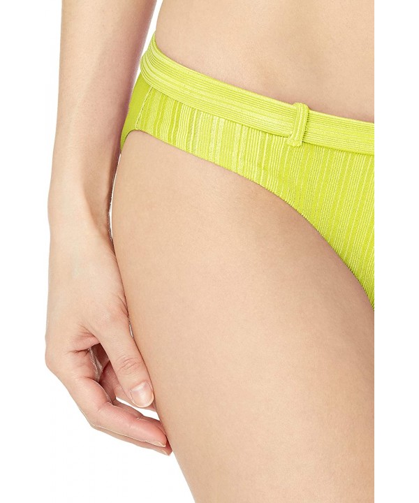 Women's Skimpy Faux Belted Hipster Bikini Swimsuit Bottom - Citron//Luster Rib - CU18K2NLHLQ $19.74-Sets