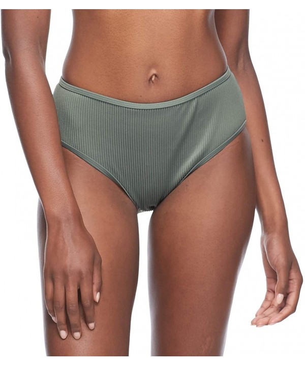 Women's Alessia Hi Waist Ruched Bikini Bottom Swimsuit - Serenity Moss Solid Rib - CO18Z06IK68 $33.26-Tankinis