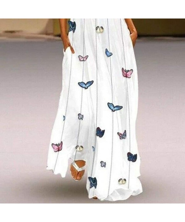 Women's Sleeveless Maxi Dress Vintage Boho Floral Summer Beach Tunic Tank Dress Casual Loose Swing Long Dresses - Z-2 White -...