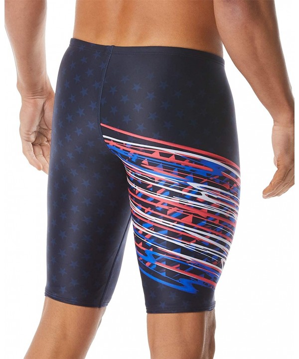 Unisex-Adult Victorious Jammer Swim Briefs - Rd/White/Blu - CO18M6TOZUO $53.77-Racing