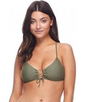 Women's Smoothies Mika Solid Halter Triangle Bikini Top Swimsuit with Cross Tie Back - Smoothie Cactus - CV18Z0EECZQ $19.03-Tops