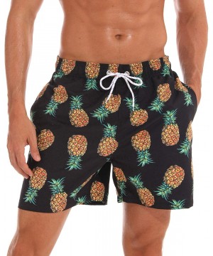 Men Swim Trunks Quick Dry Beach Shorts with Adjustable Waistband Swimwear - Pineapple-black - CT18NCQTM0N $33.58-Board Shorts