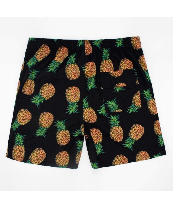 Men Swim Trunks Quick Dry Beach Shorts with Adjustable Waistband Swimwear - Pineapple-black - CT18NCQTM0N $33.58-Board Shorts